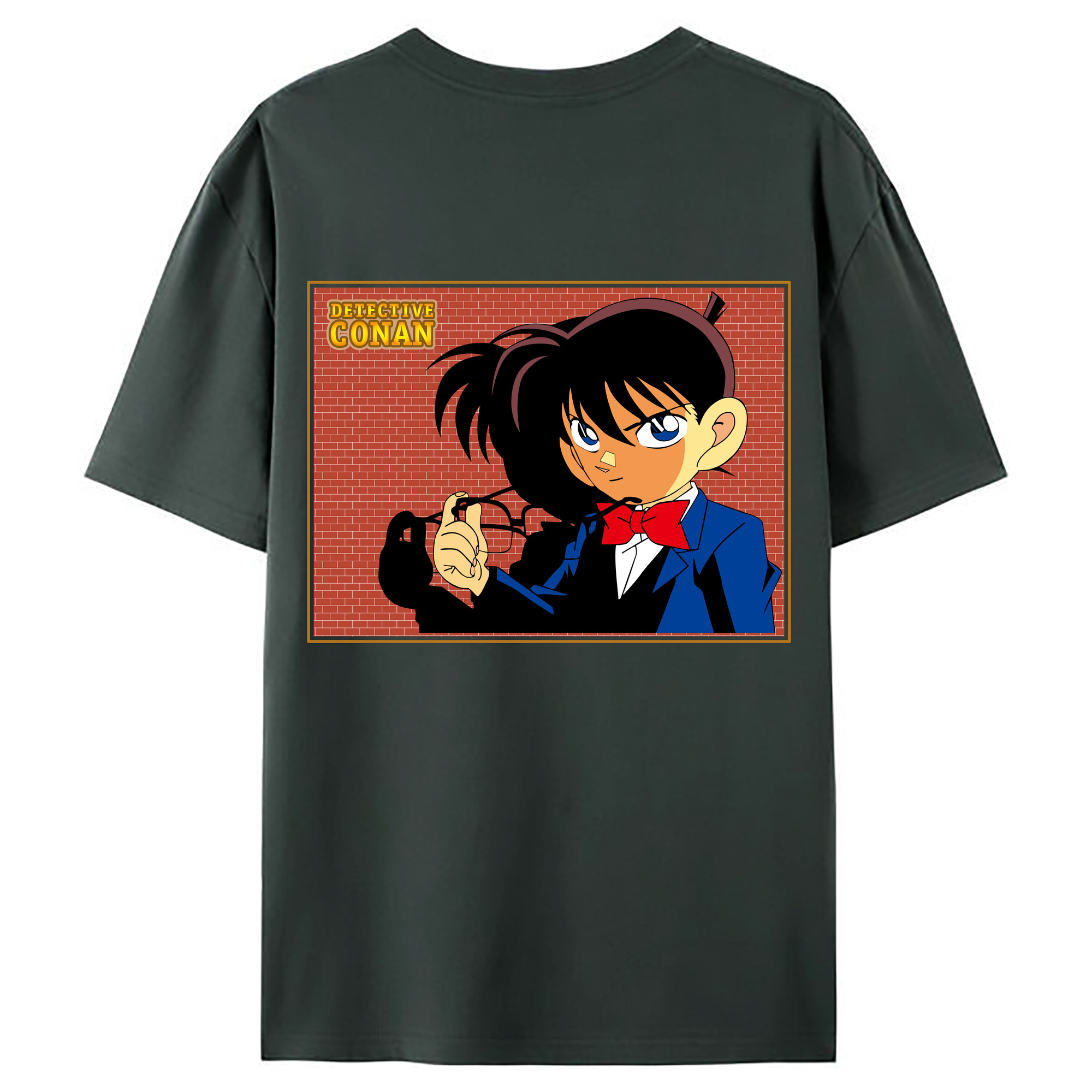 （画像用） 名探偵コナン 江戸川 コナン Detective Conan Conan Edogawa 綿100％ メンズ半袖Tシャツ（バックプリント） 通気性